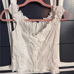 Brandy Melville White Ruffled Blouse
